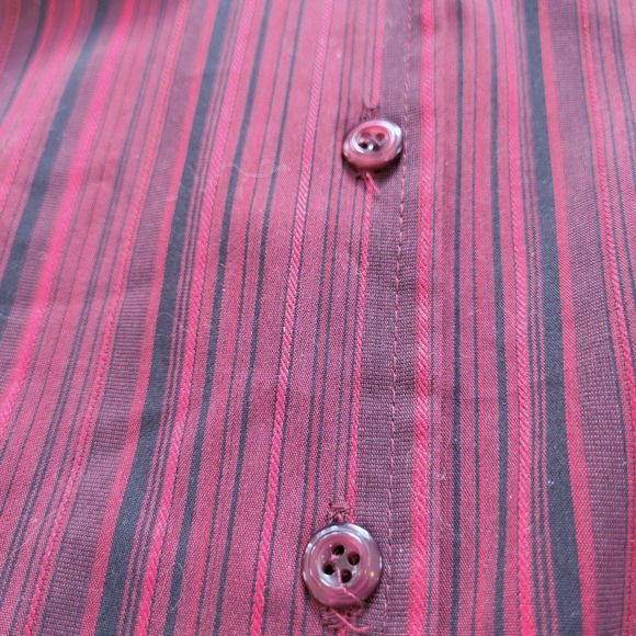 Addition Elle Burgundy Vertical Striped Button Down Blouse Size 14 - Picture 8 of 11